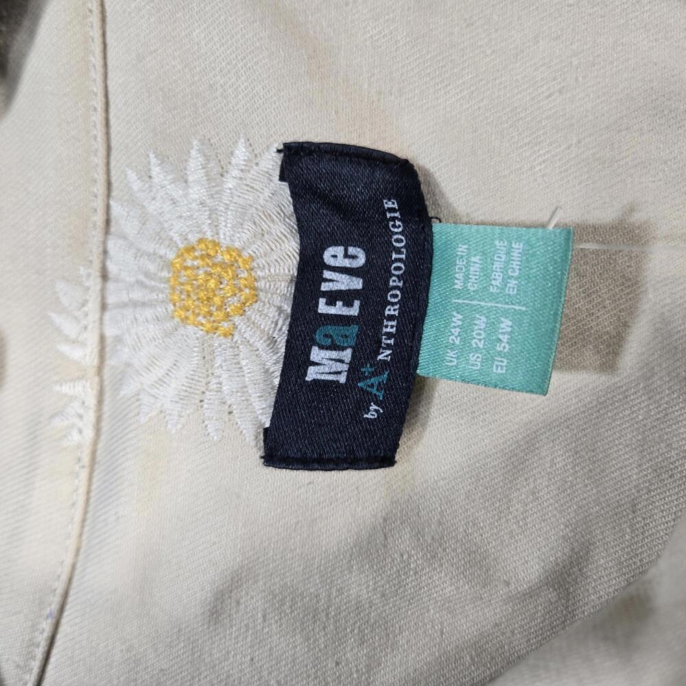 Anthropologie Maeve Daisy Embroidered Trench Coat Beige Plus Size 20W NWT - Picture 5 of 9